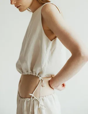 Agnes Sleeveless Linen Drawstring Top
