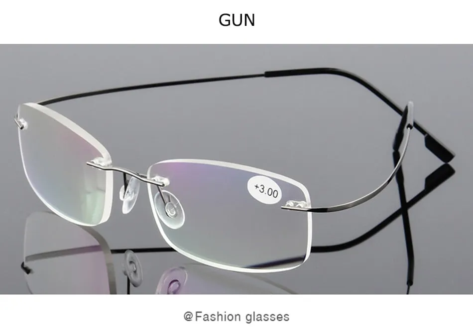 Belmon Unisex Rimless Rectangle Alloy Reading Glasses Rs079