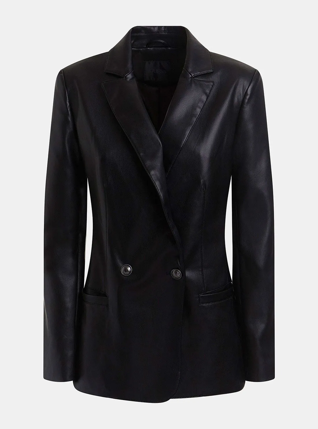Black Emelie Faux Leather Blazer