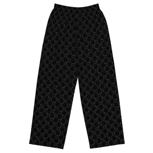 Black/Grey Non-Binary Symbol Wide Leg Pants/Trousers