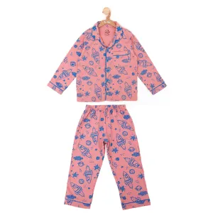 Blue on Rose Baby Nightime Suit Co-rd sets