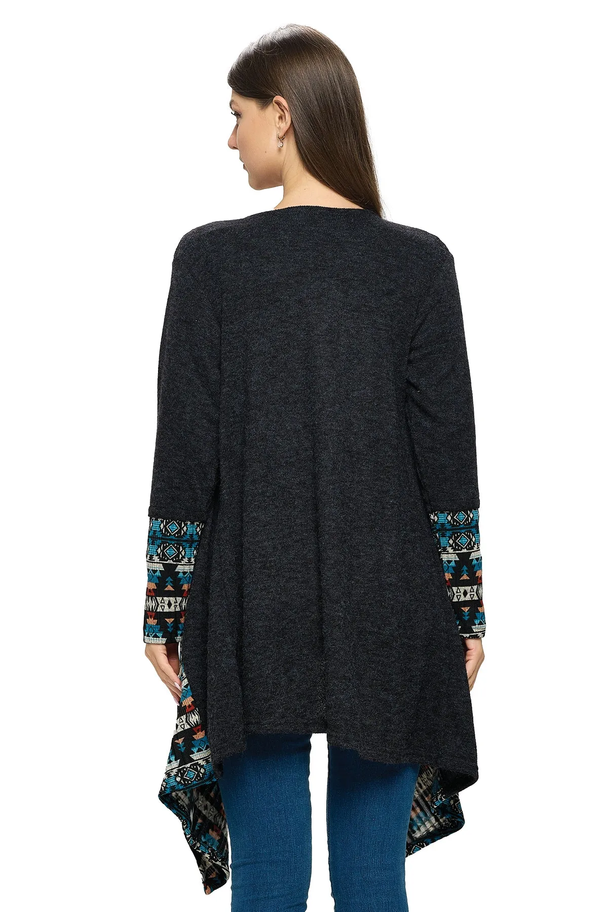 Brown Cardigan Tribal Draped Oversized