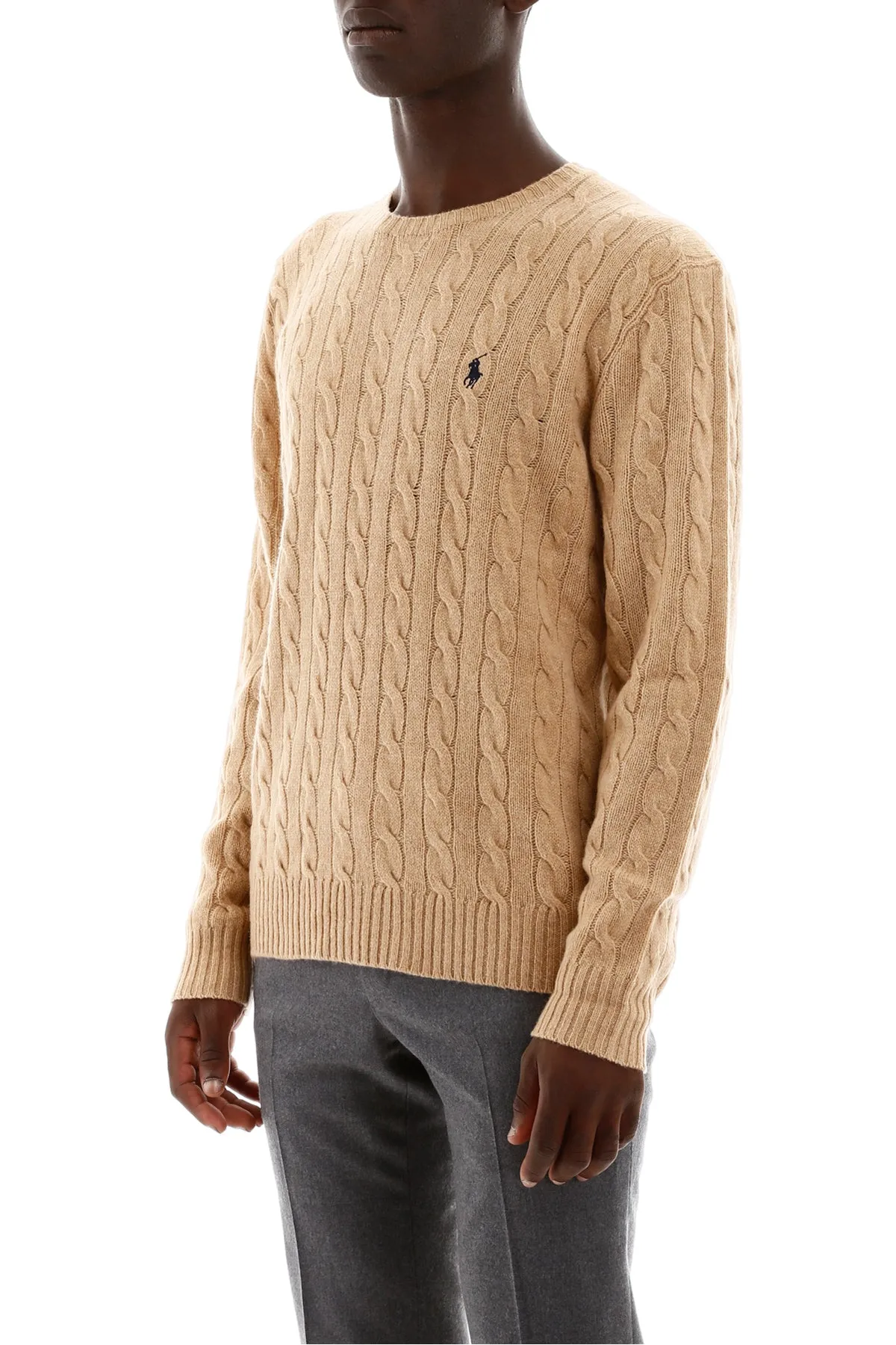 cable knit wool-cashmere sweater 710876762009 CAMEL MELANGE