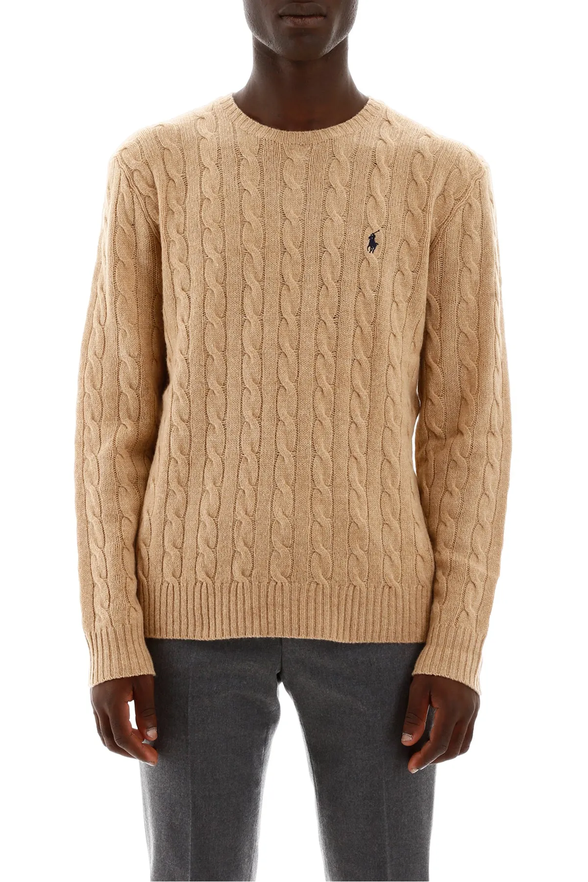 cable knit wool-cashmere sweater 710876762009 CAMEL MELANGE