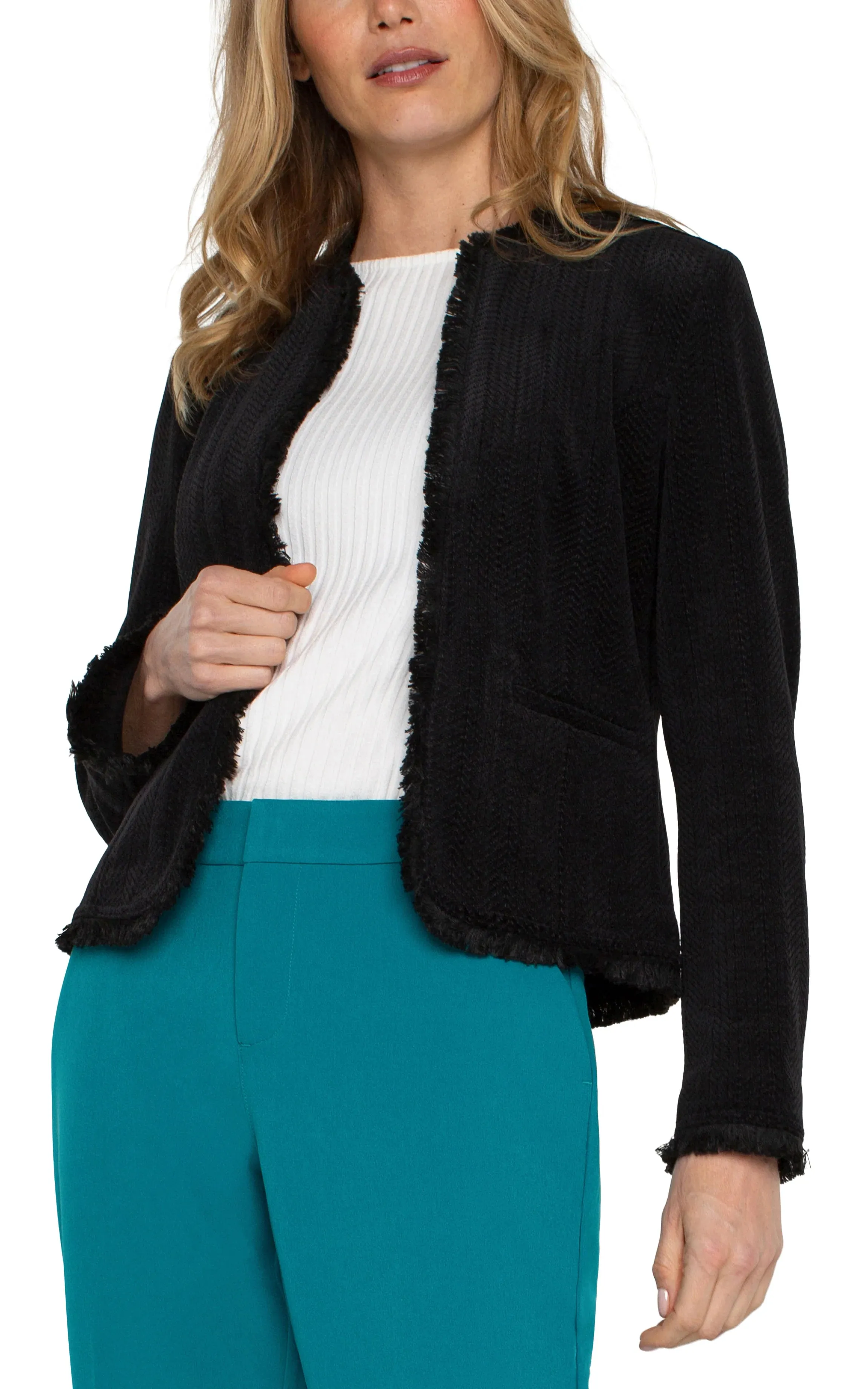 Collarless Jacket w/Frayed Edges (Liverpool)