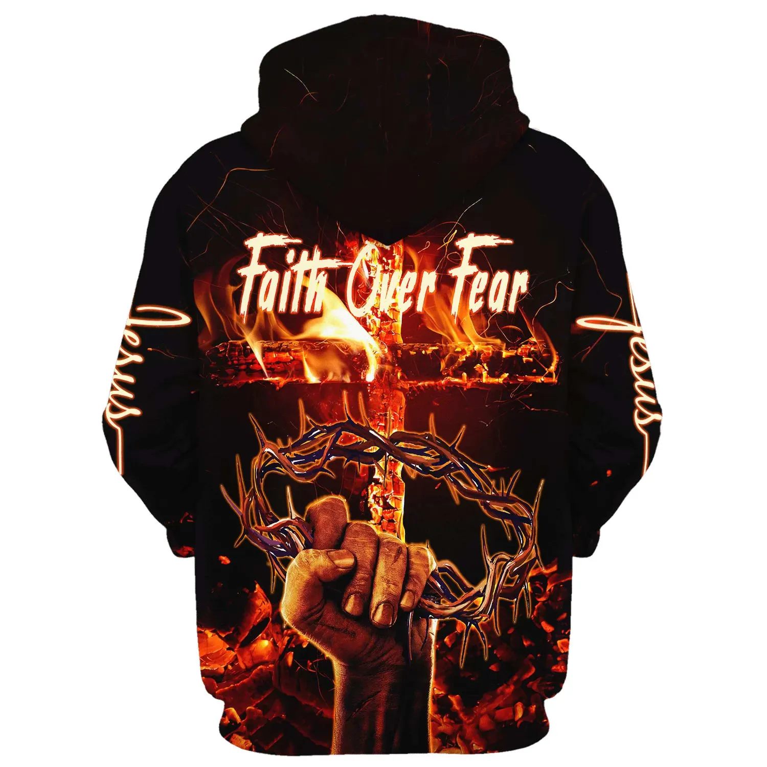 Crown Of Thorns Jesus Christ - Faith Over Fear Hoodie - Men & Women Christian Hoodie - 3D Printed Hoodie