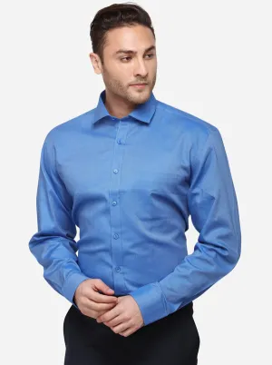Dark Blue Solid Regular Fit Formal Shirt | JadeBlue