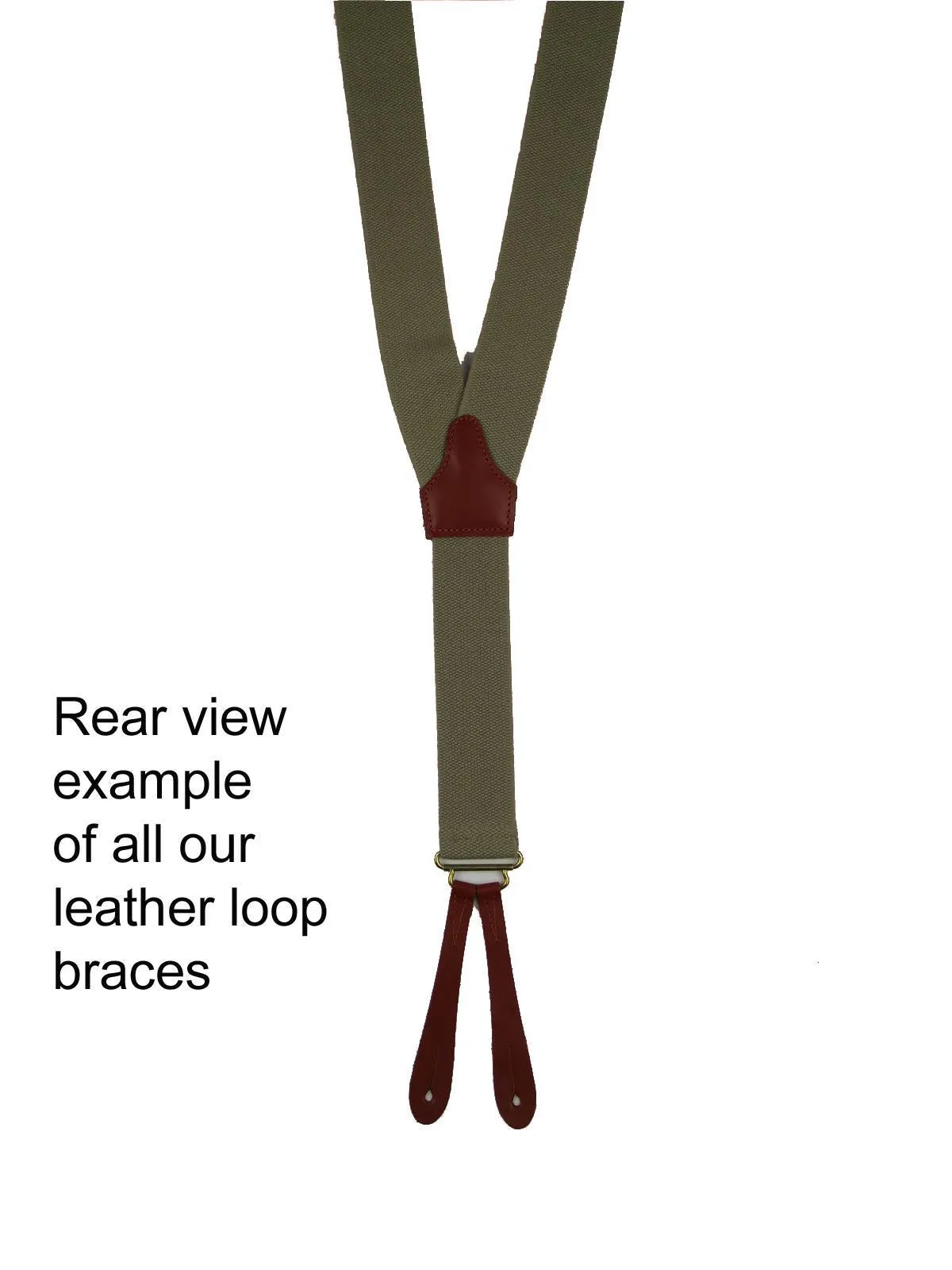 Dark Green Stripe Braces with Green Leather Loops