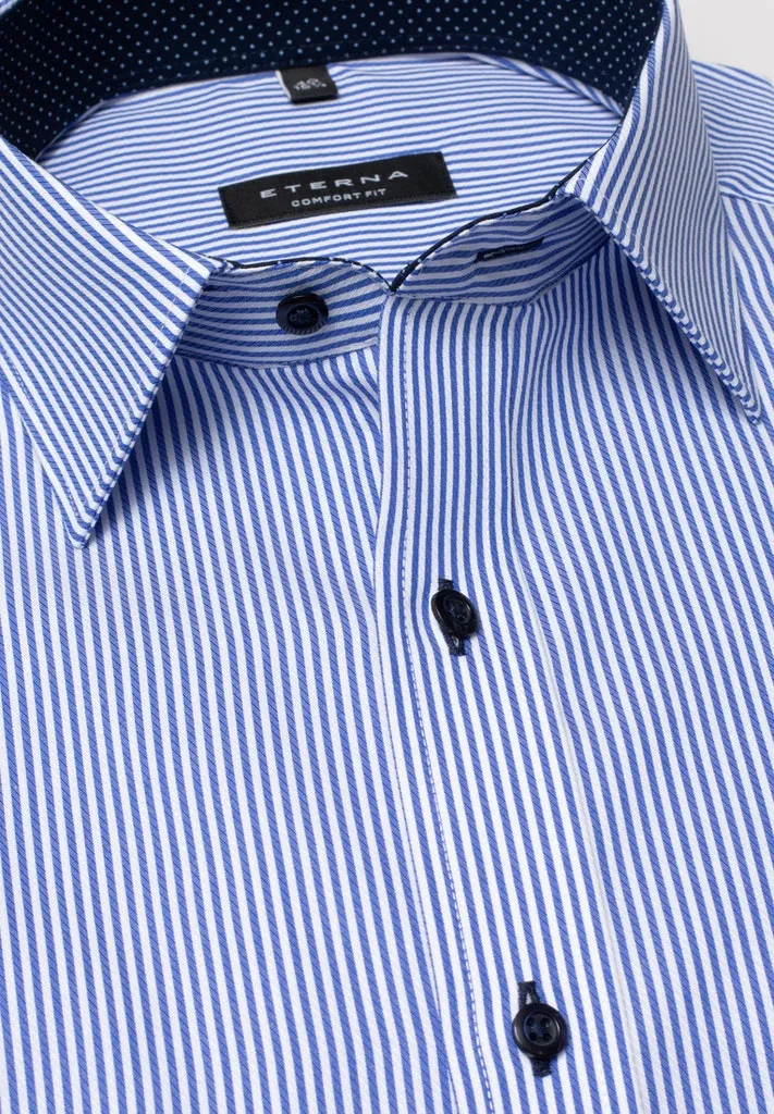 Eterna Classic Blue Stripe Shirt Blue