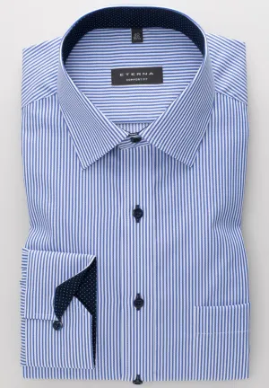 Eterna Classic Blue Stripe Shirt Blue