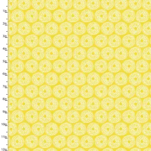 Fabric Editions Happy Meadow Yellow Circles Cotton Prints