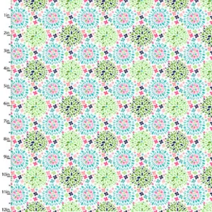 Fabric Editions Hello Spring Colour Puff on White Cotton Prints