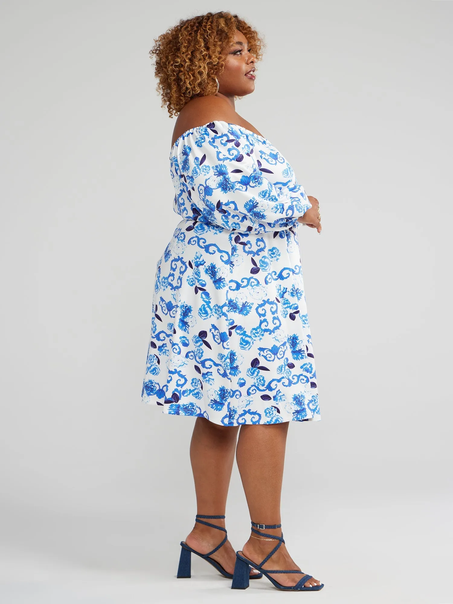 Fashion To Figure - Off-Shoulder Floral Print Dress