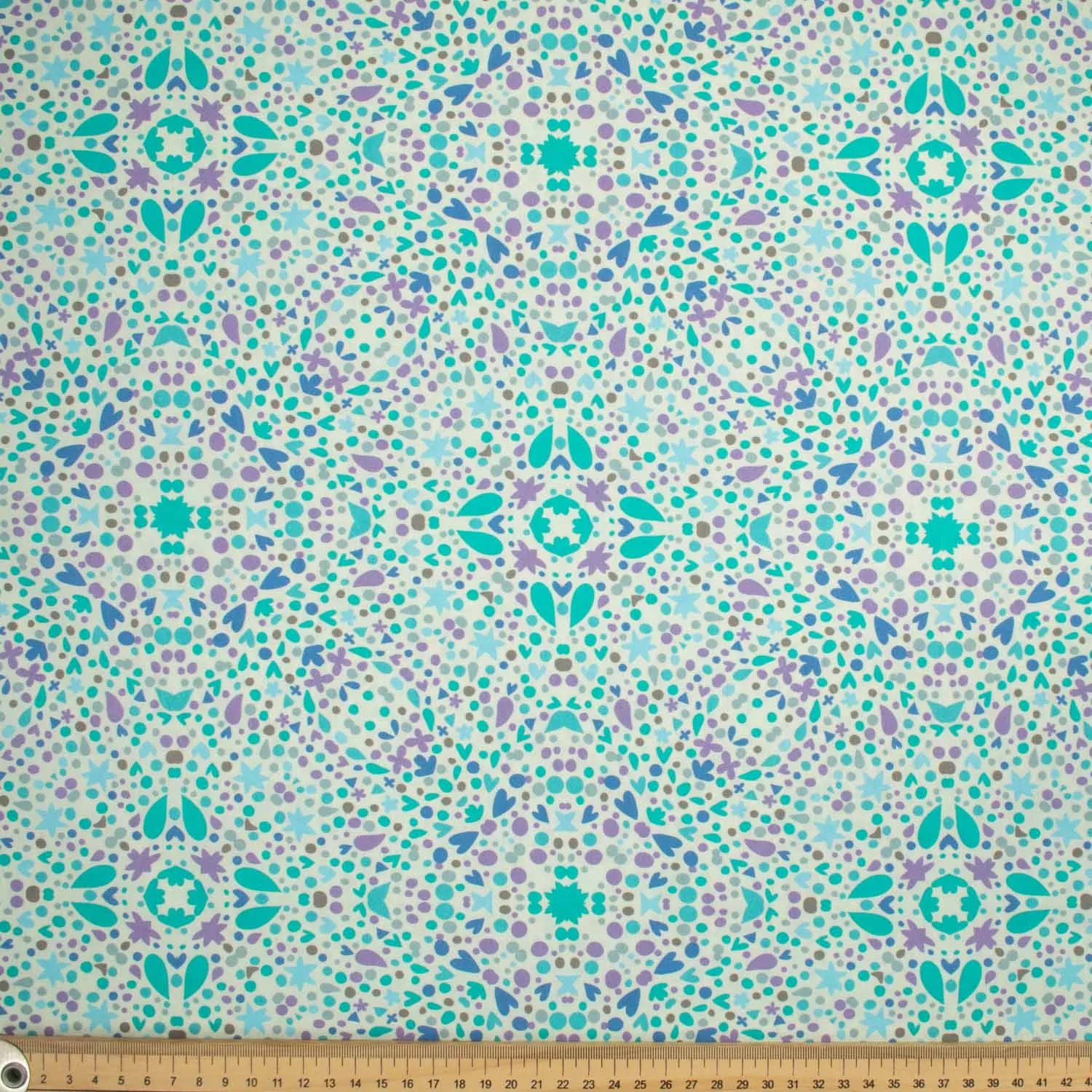 Flowers & Birds Cartoon Collection #19 Blue Mosaic Cotton Prints