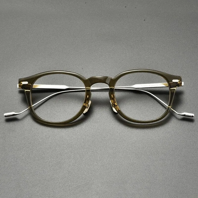 Gatenac Unisex Full Rim Square Round Titanium Acetate Eyeglasses Gxyj855