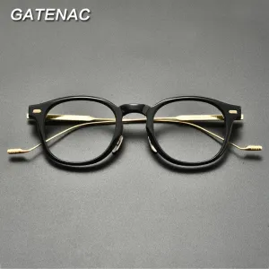 Gatenac Unisex Full Rim Square Round Titanium Acetate Eyeglasses Gxyj855