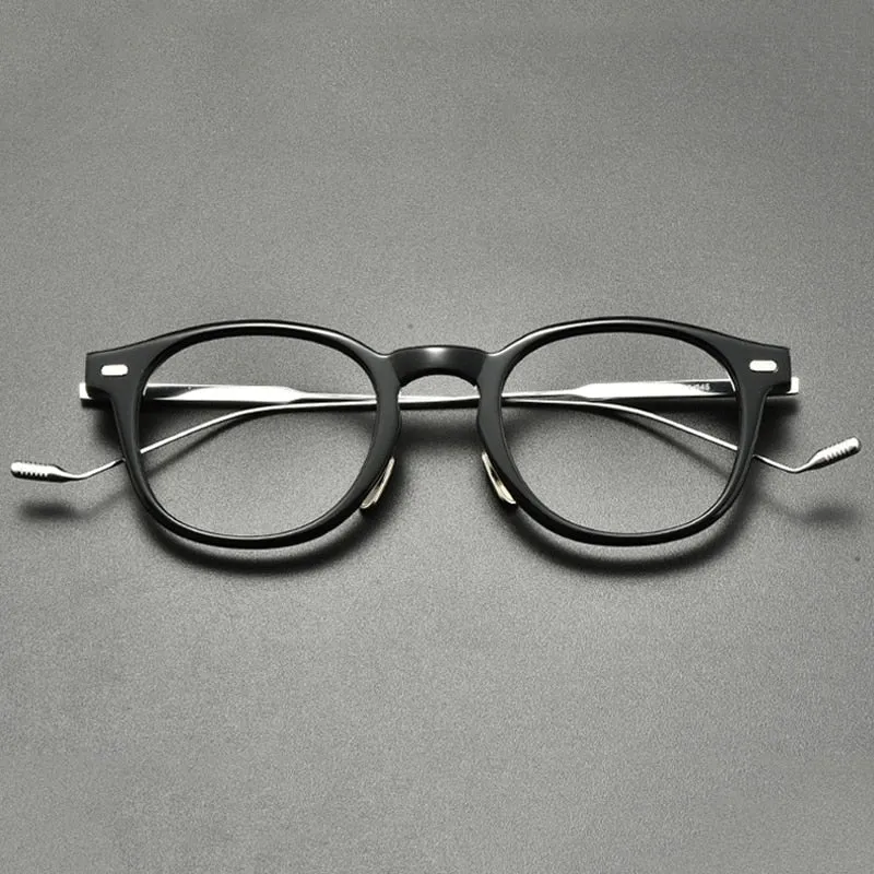 Gatenac Unisex Full Rim Square Round Titanium Acetate Eyeglasses Gxyj855