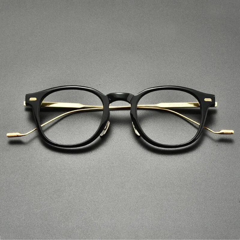 Gatenac Unisex Full Rim Square Round Titanium Acetate Eyeglasses Gxyj855