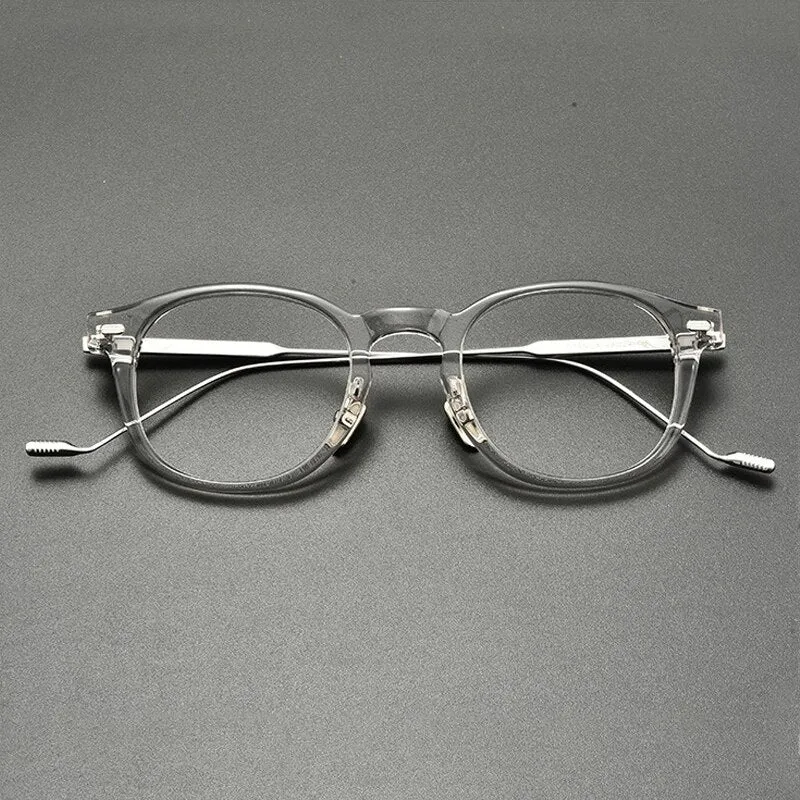 Gatenac Unisex Full Rim Square Round Titanium Acetate Eyeglasses Gxyj855