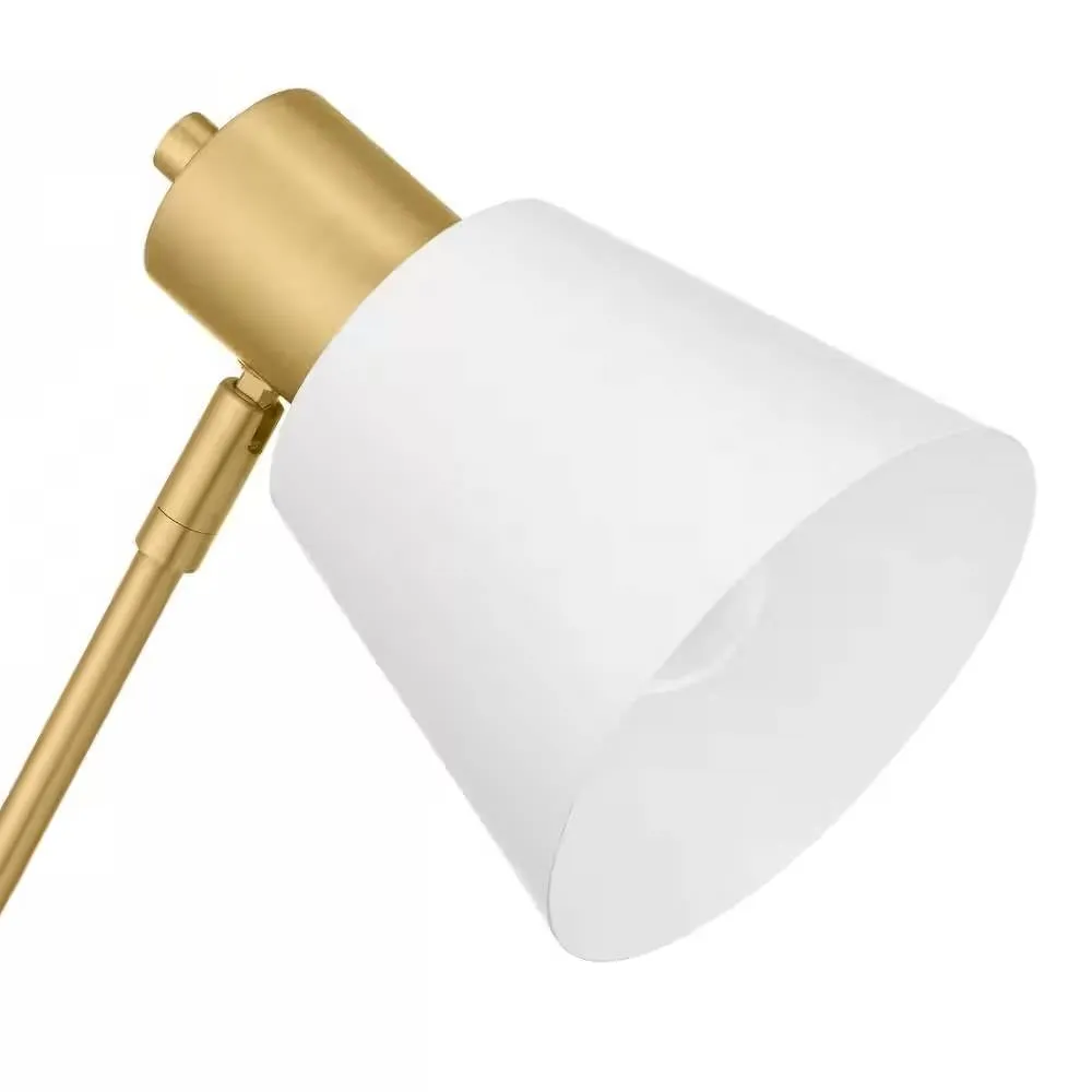 Gold Metal Desk Light Table Lamp with White Shade