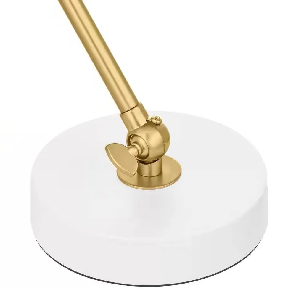 Gold Metal Desk Light Table Lamp with White Shade