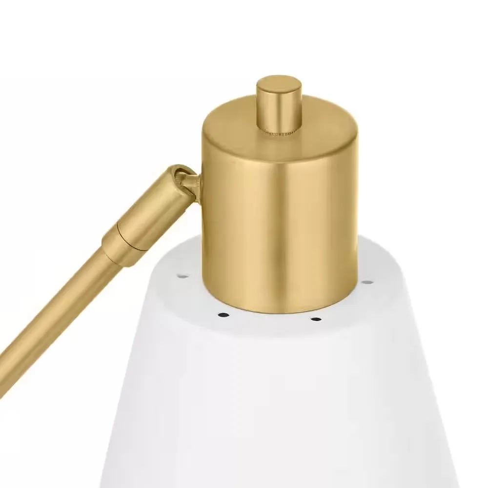 Gold Metal Desk Light Table Lamp with White Shade