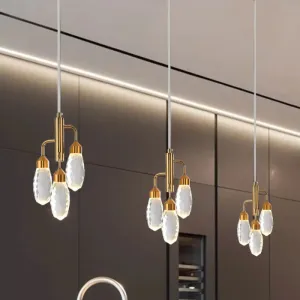 Gold Raindrop Pendant Light with Beveled Crystal - Contemporary Ceiling Lamp