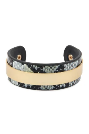 Hdb2608 - Snake Skin Leather Cuff Bracelet