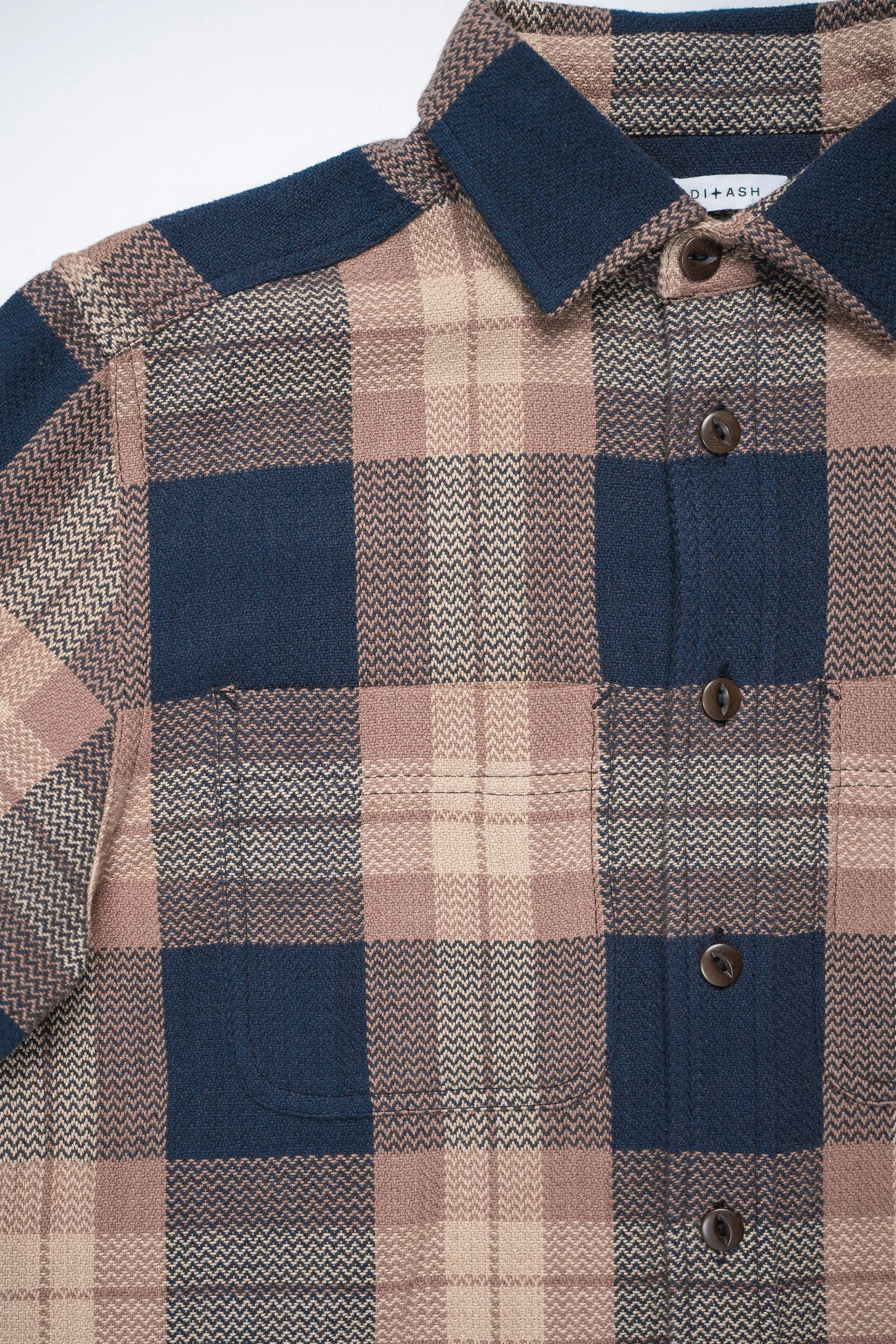 Indi   Ash Ames Workshirt - Iron/Catechu Handwoven Plaid