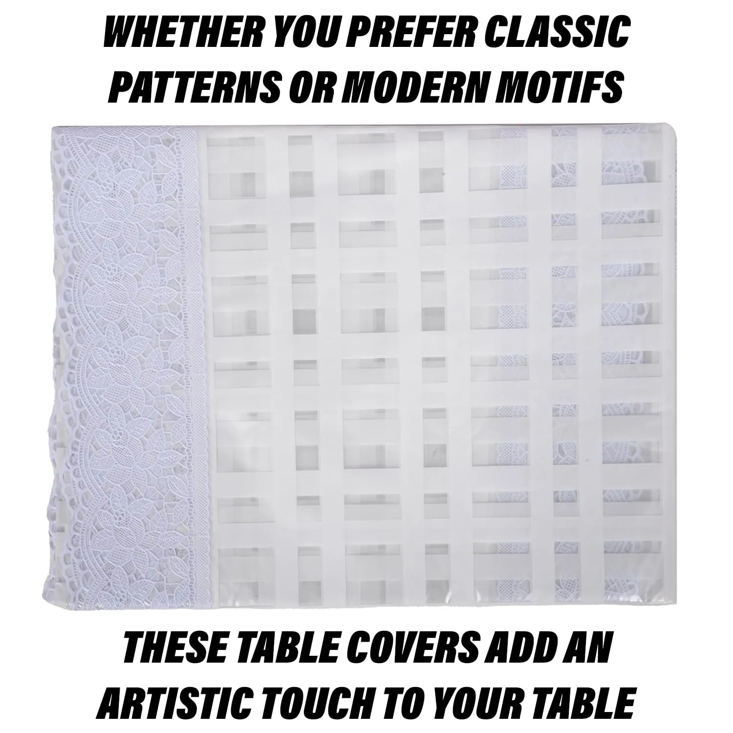 Kuber Industries Table Cover | PVC Dining Table Cover | Table Cloth | Center Table Cover | Table Cover for Kitchen Table | Self Check Table Cover for Hall Décor | 54 Inch | White