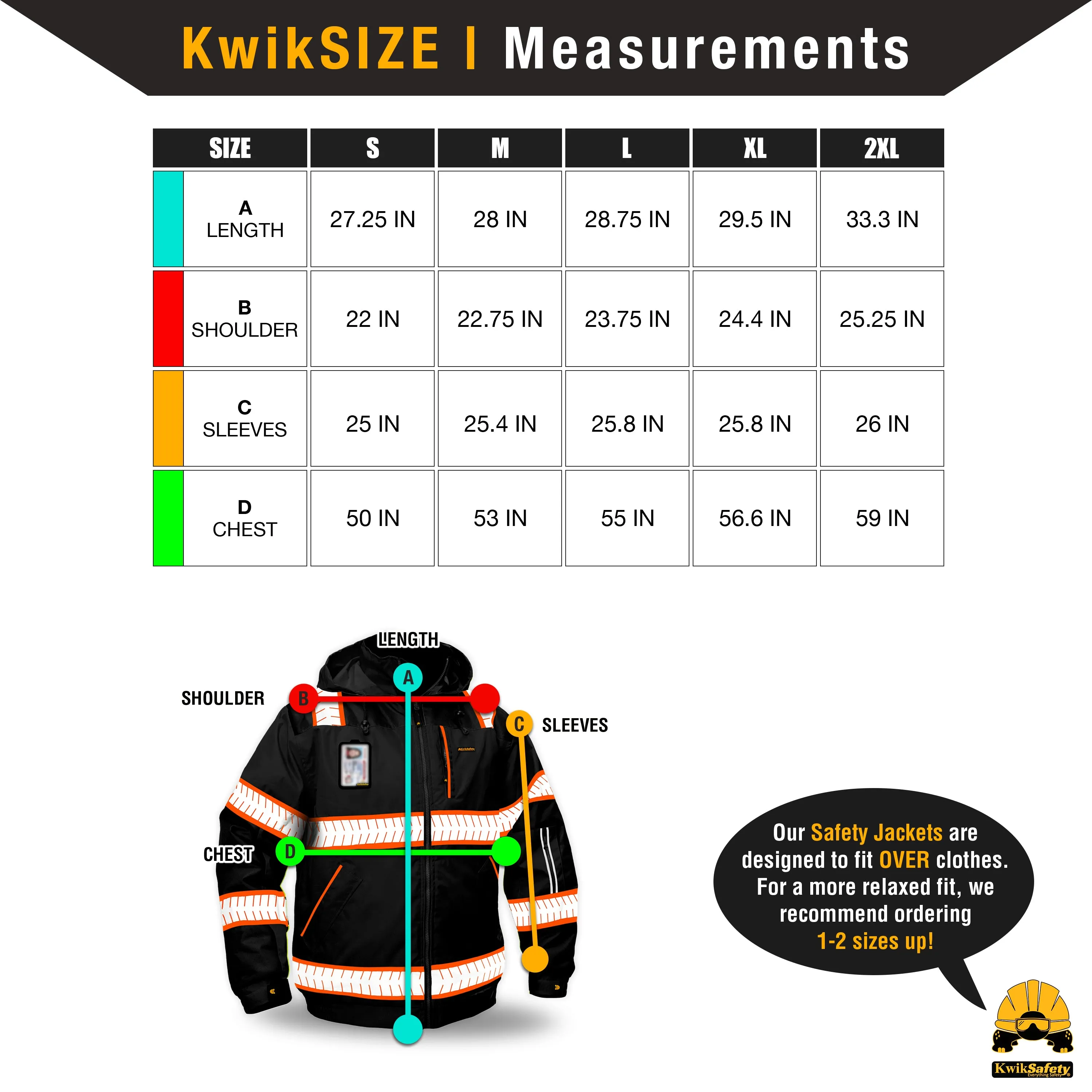 KwikSafety ENFORCER Safety Bomber Jacket (DETACHABLE ID POCKET) Hi Vis Reflective PPE - Model No.: KS5521BLK