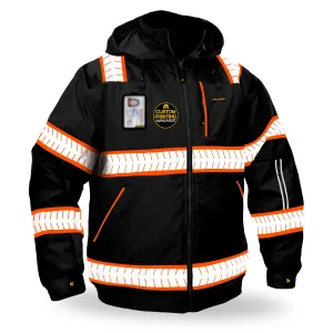 KwikSafety ENFORCER Safety Bomber Jacket (DETACHABLE ID POCKET) Hi Vis Reflective PPE - Model No.: KS5521BLK