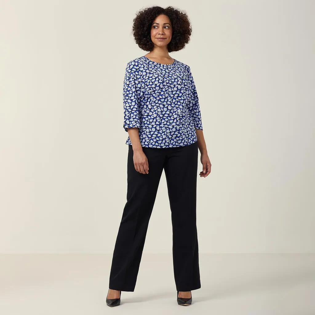 Ladies Antibacterial Petal Print 3/4 Sleeve Top - CATUFN