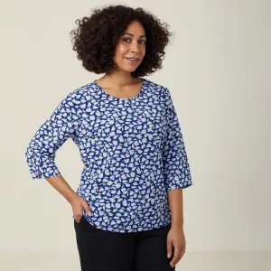 Ladies Antibacterial Petal Print 3/4 Sleeve Top - CATUFN