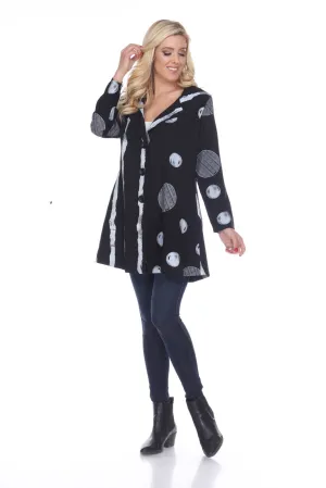 Lady's knitted Black N White Button Coat (KE203)