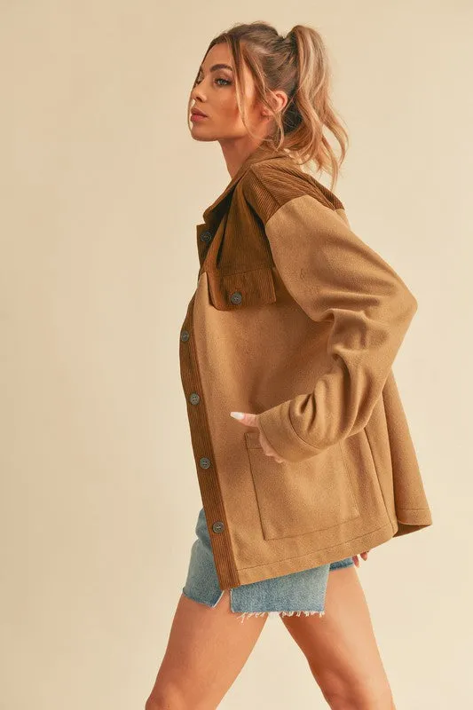 Lilly Two Tone Button Up Jacket with Pockets