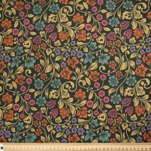 Maurice Style Collection #14 Multi Colour Floral Vines on Dark Green Cotton Prints