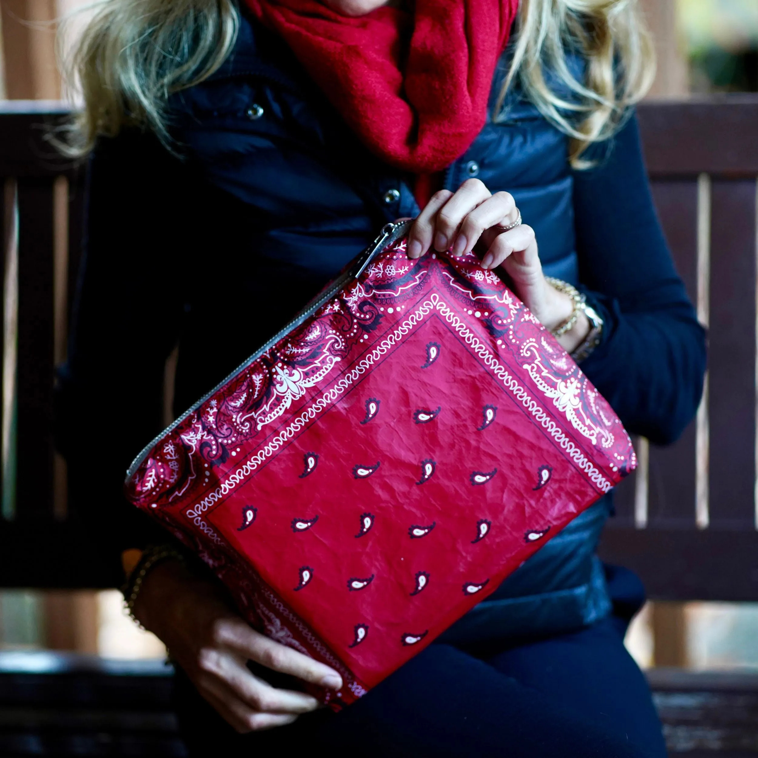 Medium Zipper Pouch - Red Bandana