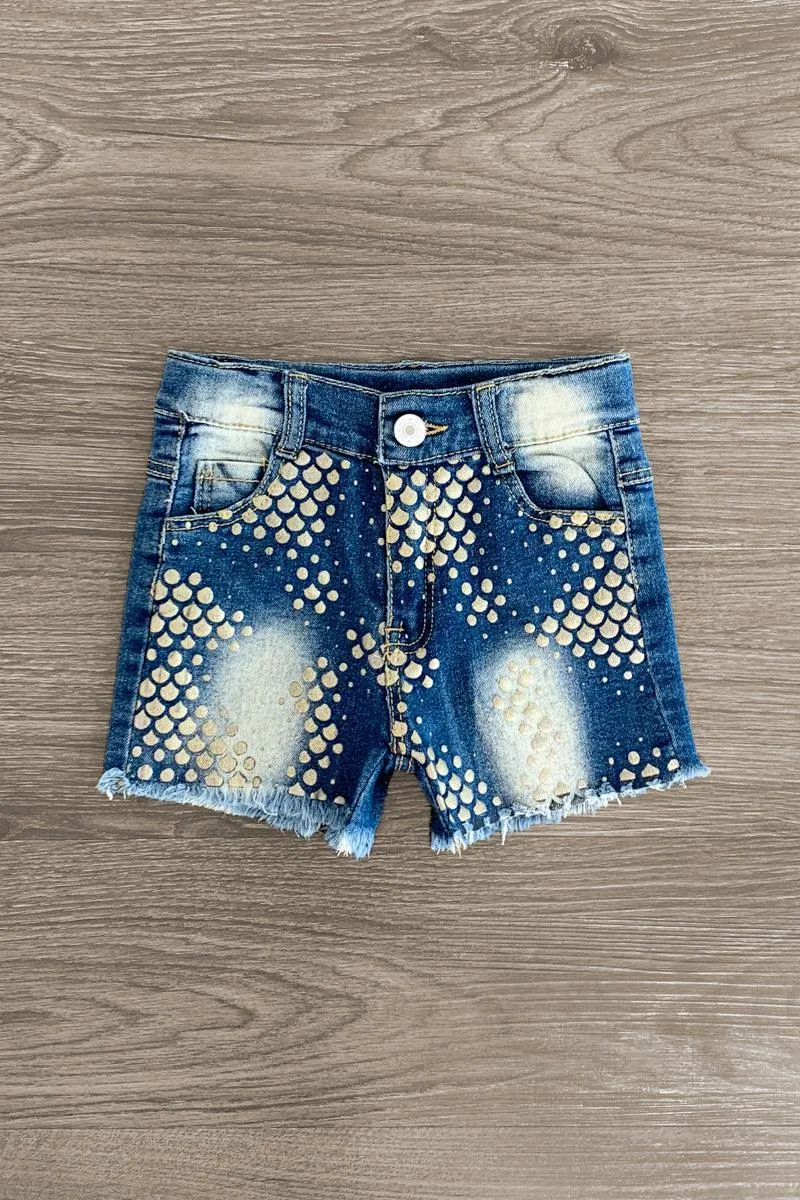 Mermaid Scale Denim Shorts