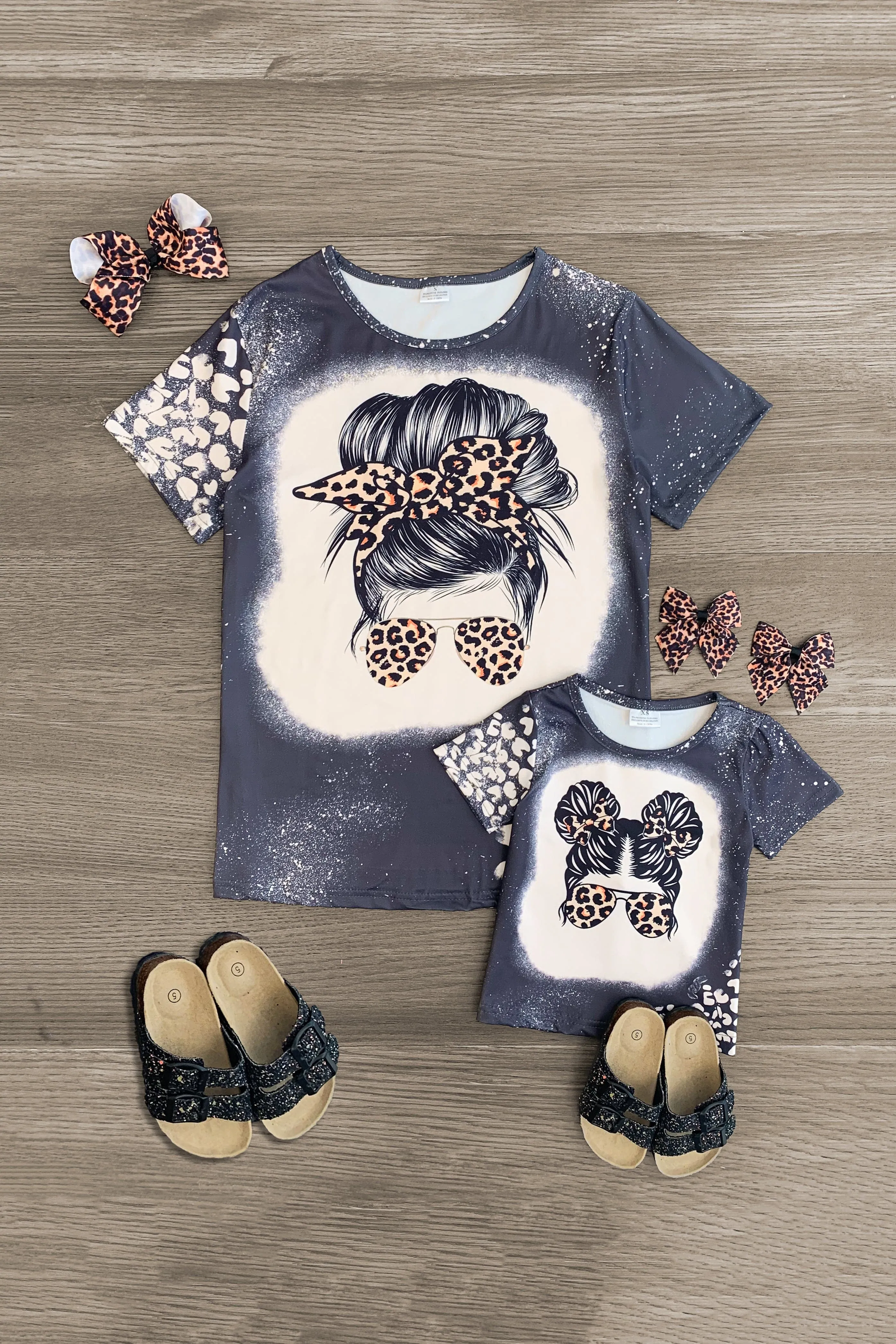 Mom & Me - Gray Leopard Girl Top