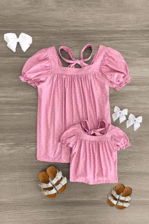 Mom & Me - Pink Polka Dot Tie Top