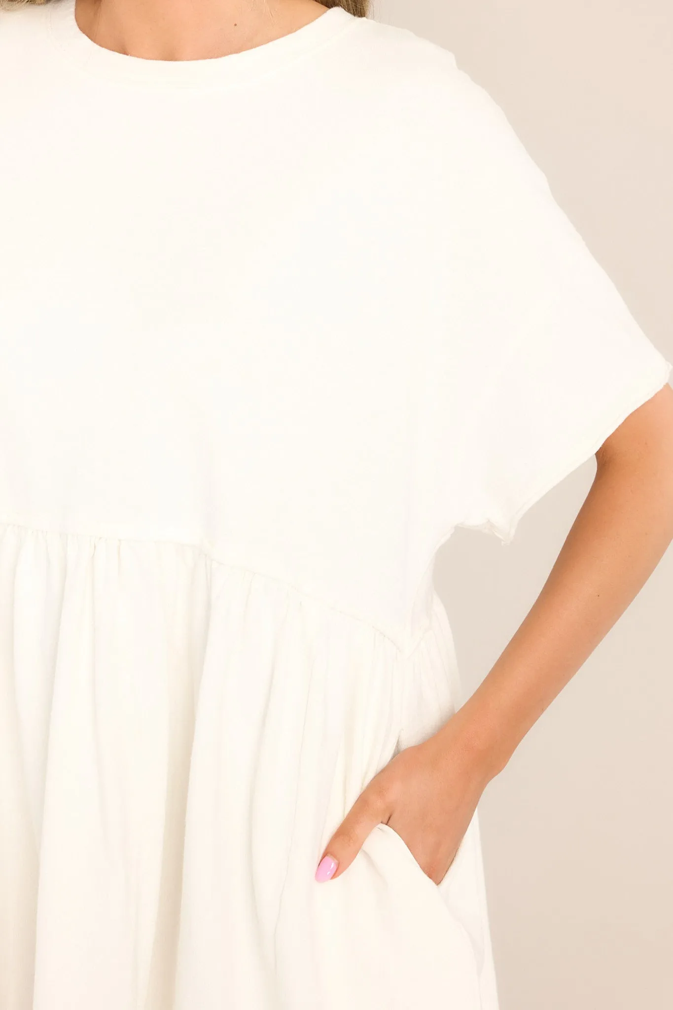 My Inner Peace Ivory Mini T-Shirt Dress