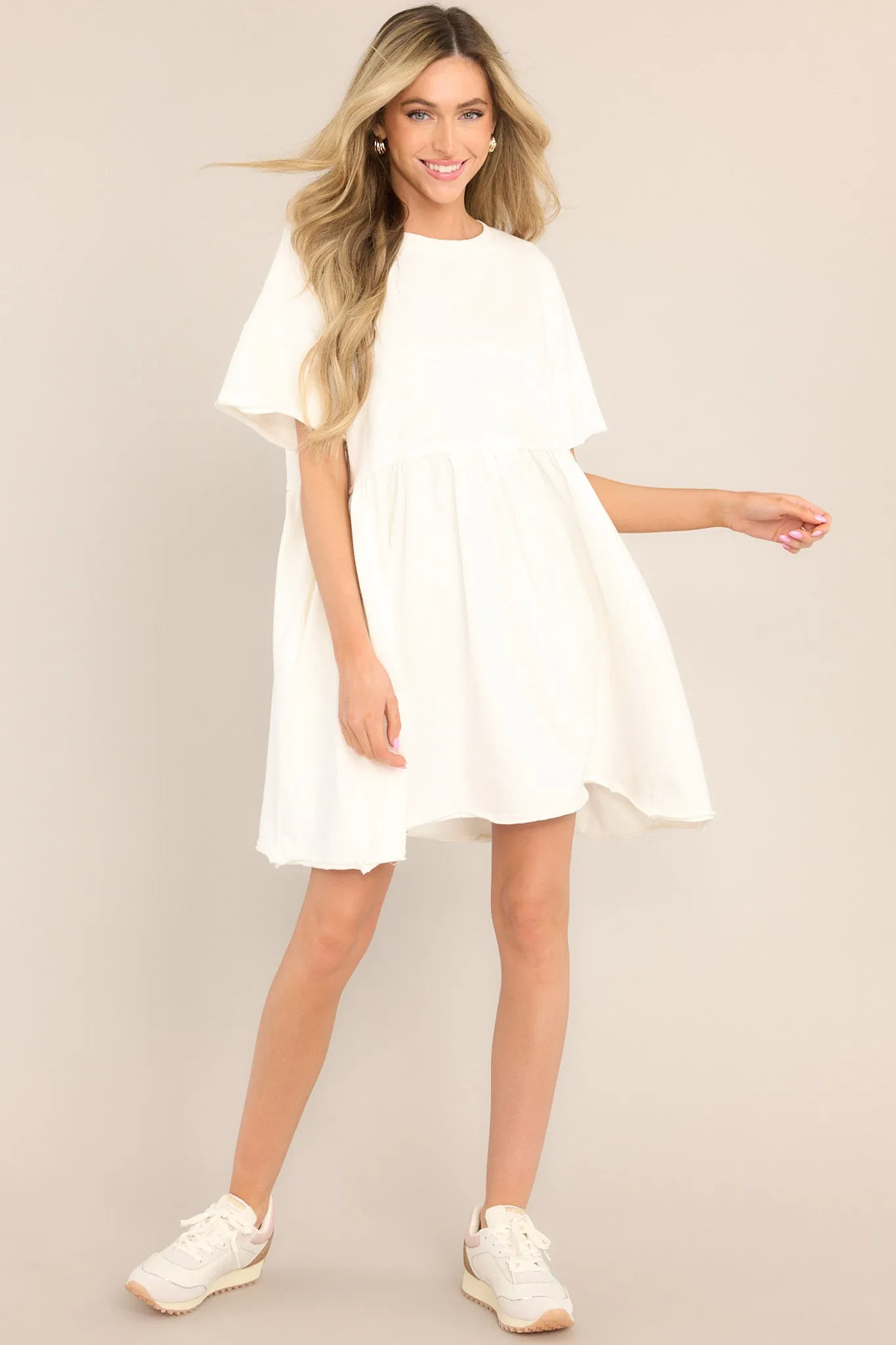 My Inner Peace Ivory Mini T-Shirt Dress