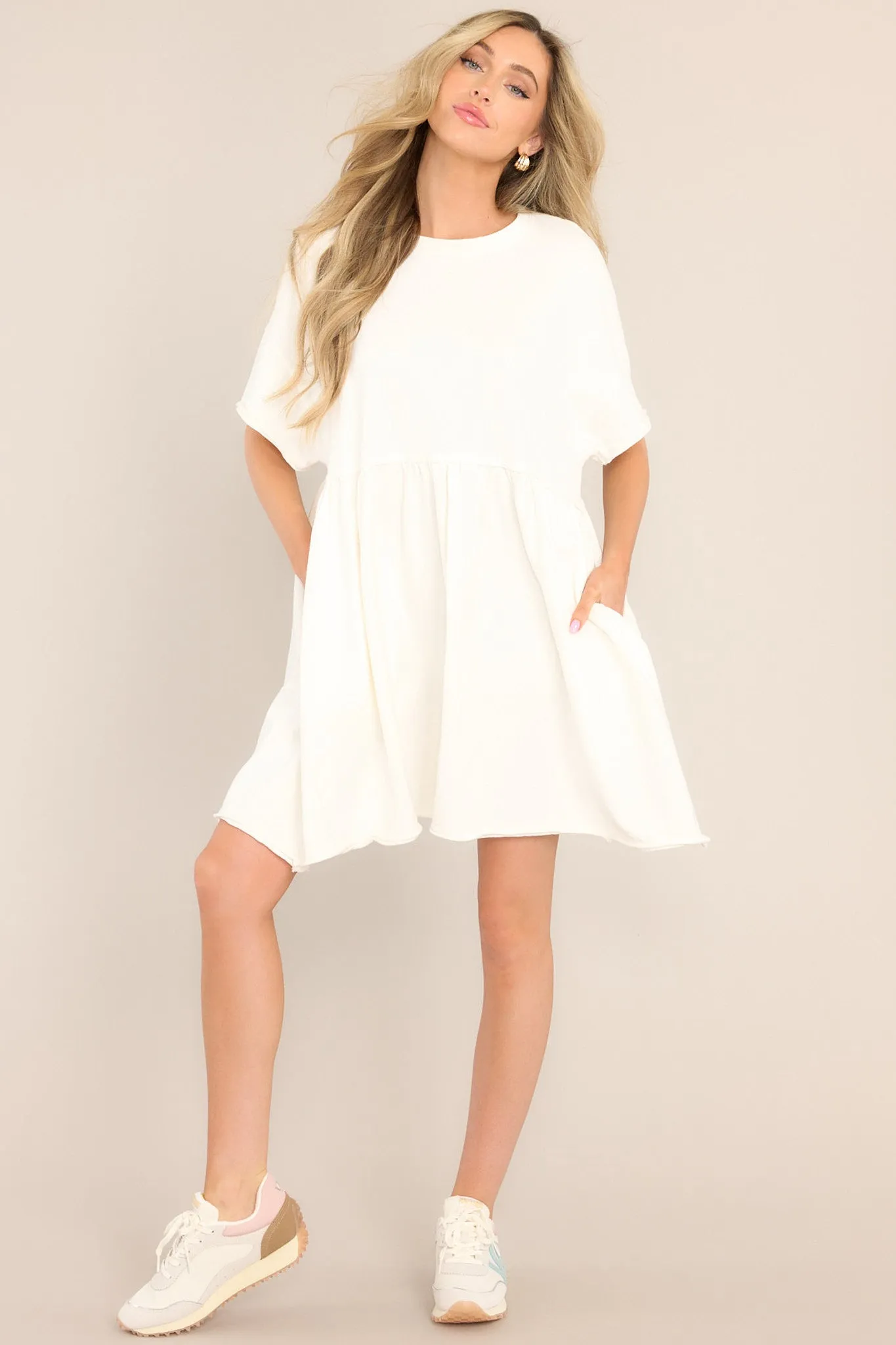 My Inner Peace Ivory Mini T-Shirt Dress