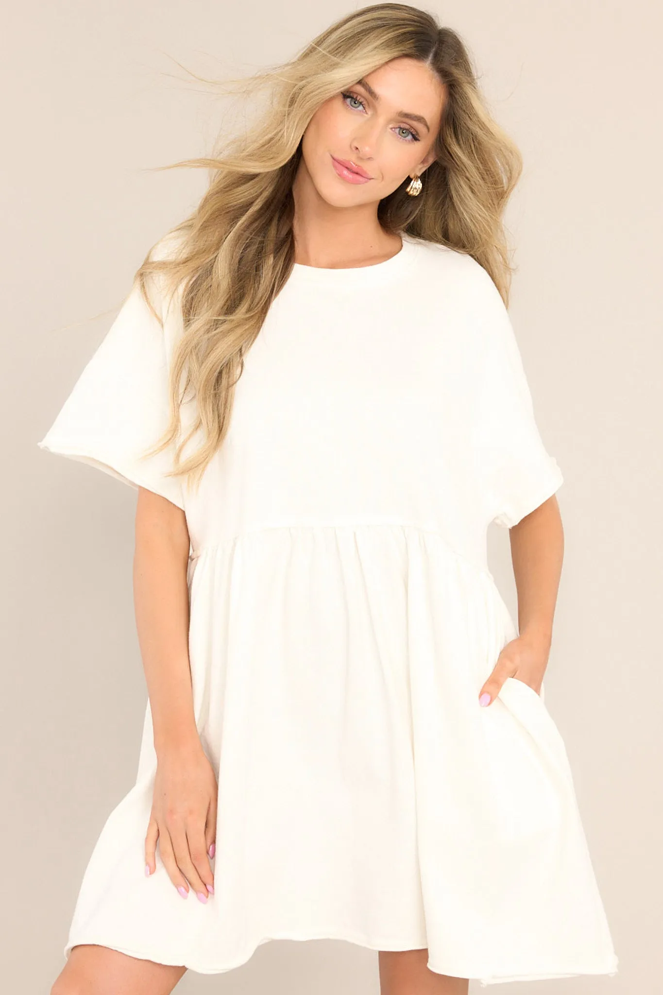 My Inner Peace Ivory Mini T-Shirt Dress