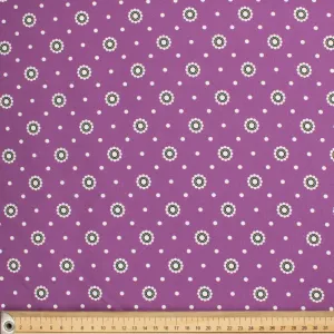 Old World Purple Collection #06 White Circle & Dot on Purple Cotton Prints