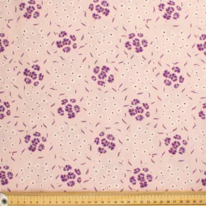 Old World Purple Collection #17 Purple & White Floral on Pink Cotton Prints