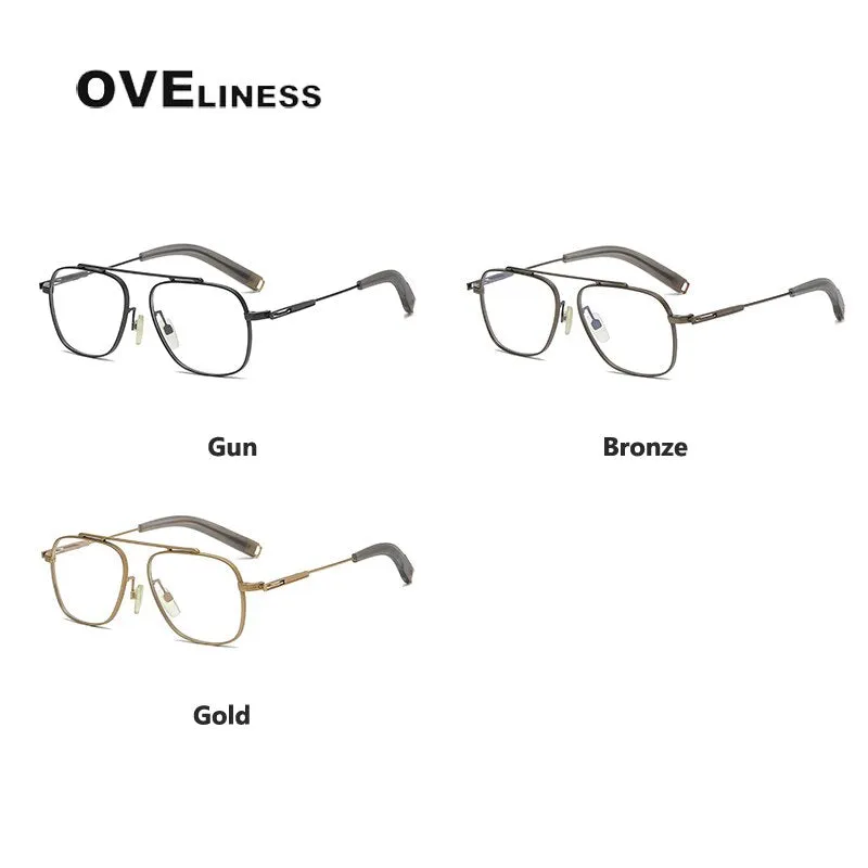 Oveliness Unisex Full Rim Square Double Bridge Titanium Eyeglasses 105