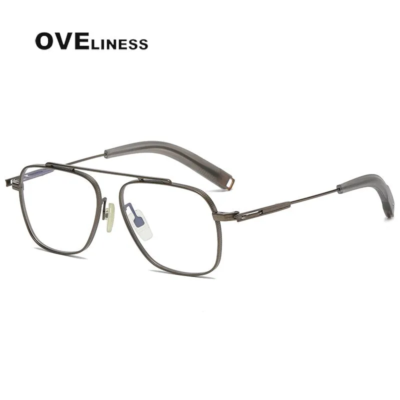 Oveliness Unisex Full Rim Square Double Bridge Titanium Eyeglasses 105