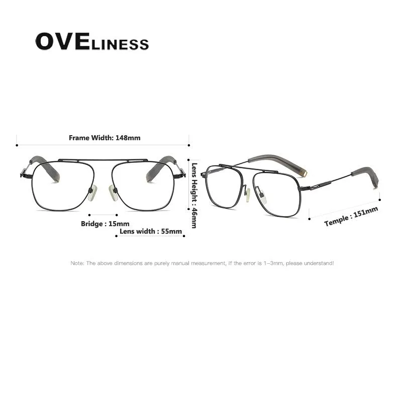 Oveliness Unisex Full Rim Square Double Bridge Titanium Eyeglasses 105